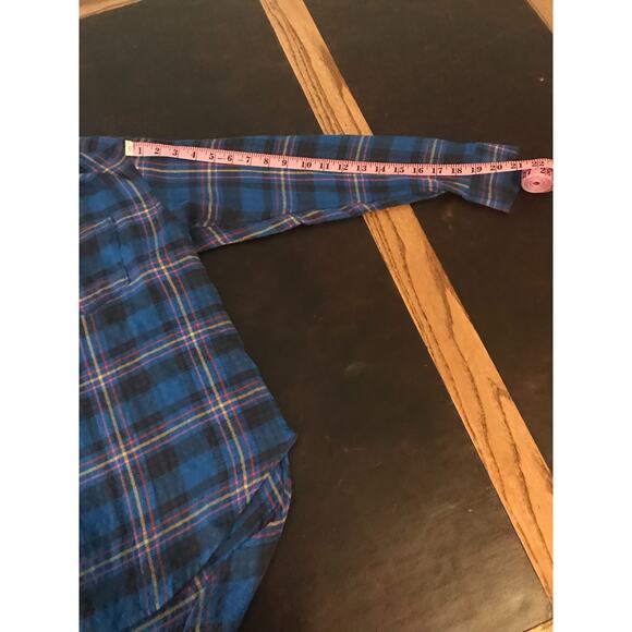 by Anthropologie Isadora Button Back Blue Flannel Popover Top - Size Extra Small - Picture 5 of 7